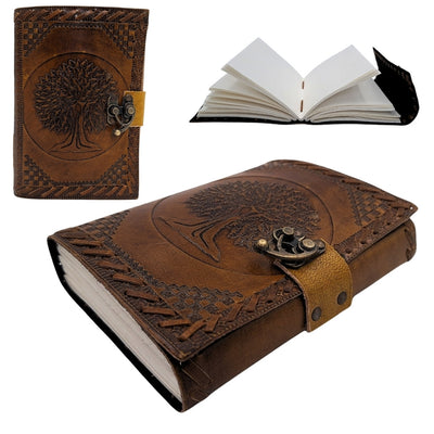 Cuaderno de cuero vintage retro de 200 páginas con grabado