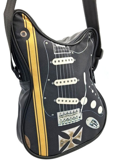 Bolso de hombro con forma de guitarra con cruz de Malta - Regalo personalizado para guitarristas