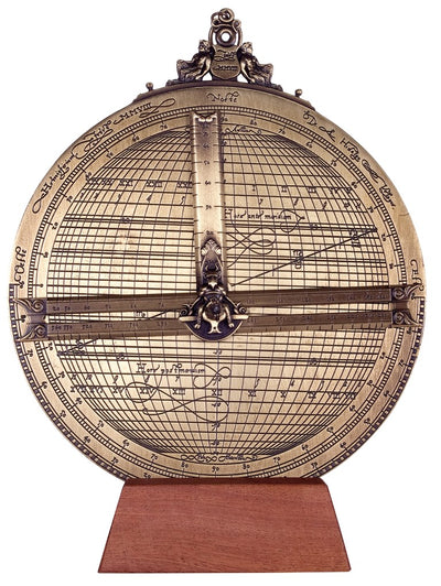 Astrolabio de latón Rojas H34 con opción de personalización con grabado – diámetro 20 cm, regalo elegante para cualquier ocasión, dispositivo de navegación y astronómico hecho a mano en estilo renacentista