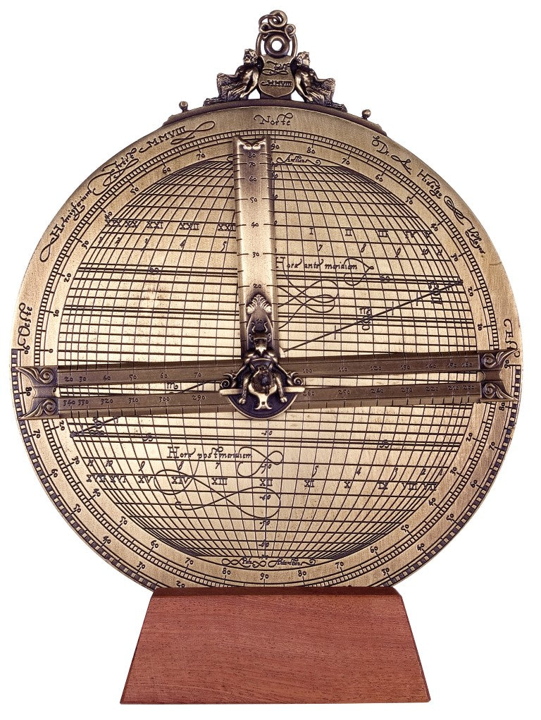 Astrolabio de latón Rojas H34 con opción de personalización con grabado – diámetro 20 cm, regalo elegante para cualquier ocasión, dispositivo de navegación y astronómico hecho a mano en estilo renacentista