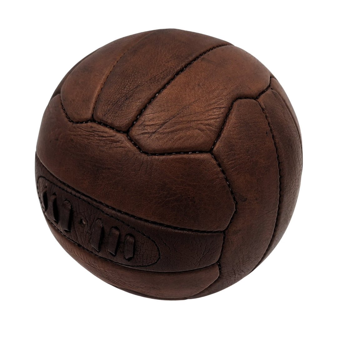 Balón de cuero retro vintage MT2017 con posibilidad de personalización con grabado, marrón, ideal para regalo para fanático del fútbol o entrenador, decoración estilo vintage, cuero natural, dimensiones 20,5 x 20,5 cm