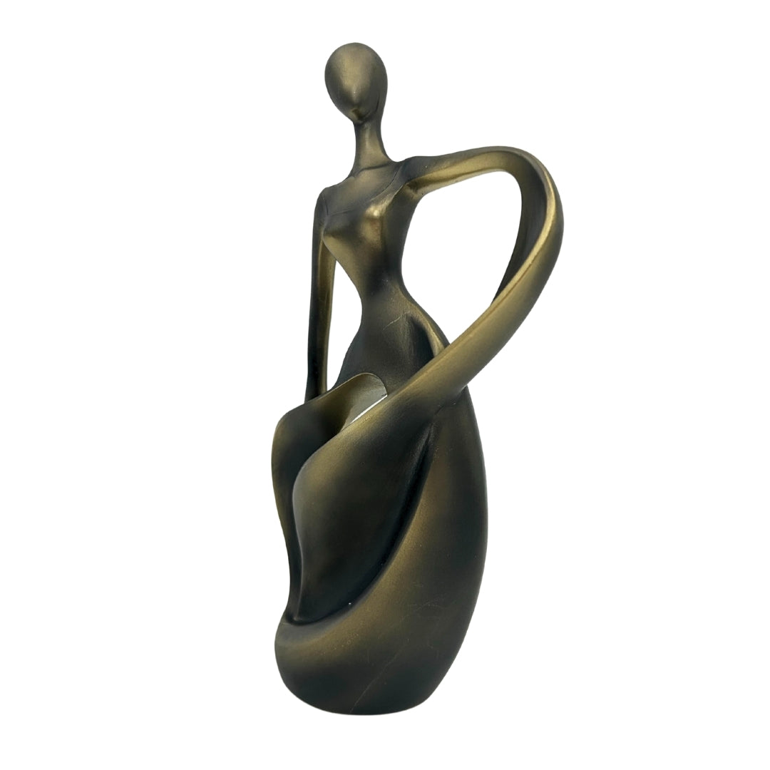 Figura de bailarina en dorado antiguo de 24 cm con opción de grabado personalizado