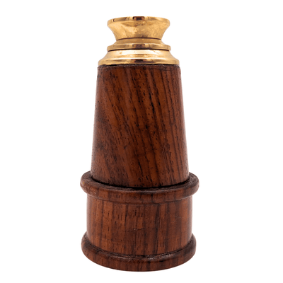 Catalejo Retro de Latón y Madera HT021 con Posibilidad de Grabado – Elegante Decoración para Regalo Estilo Vintage, Marinero, Longitud 18 cm