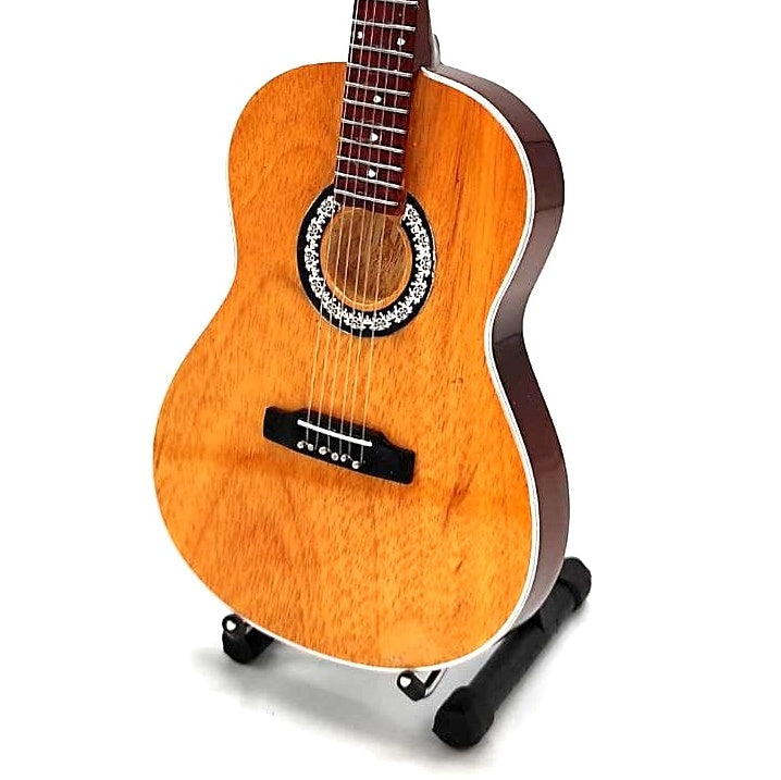 Mini guitarra clásica con grabado - decoración de madera de caoba 25 cm