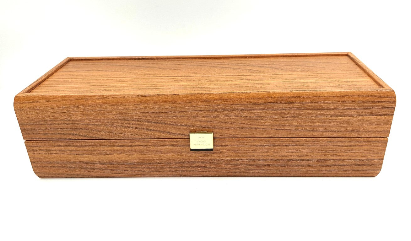 Caja Exclusiva de Madera para Botella de Vino BWXL30 con Posibilidad de Personalización con Grabado, Color Nogal, Ideal para Regalo, Dimensiones 35x14x10 cm