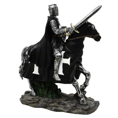 Figura decorativa Caballero a caballo 22 cm con opción de grabado personalizado - Elegante decoración de poliresina para regalo a amantes de la historia y la Edad Media  