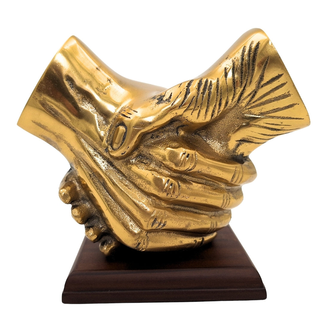 Figura decorativa de apretón de manos con posibilidad de personalización con grabado
