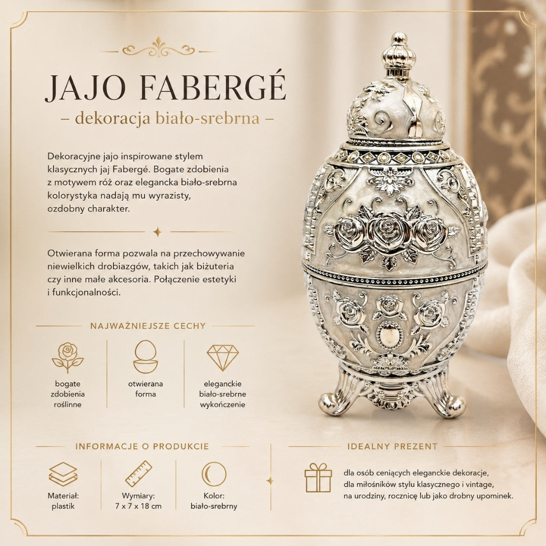Huevo Fabergé plateado abatible con posibilidad de grabado