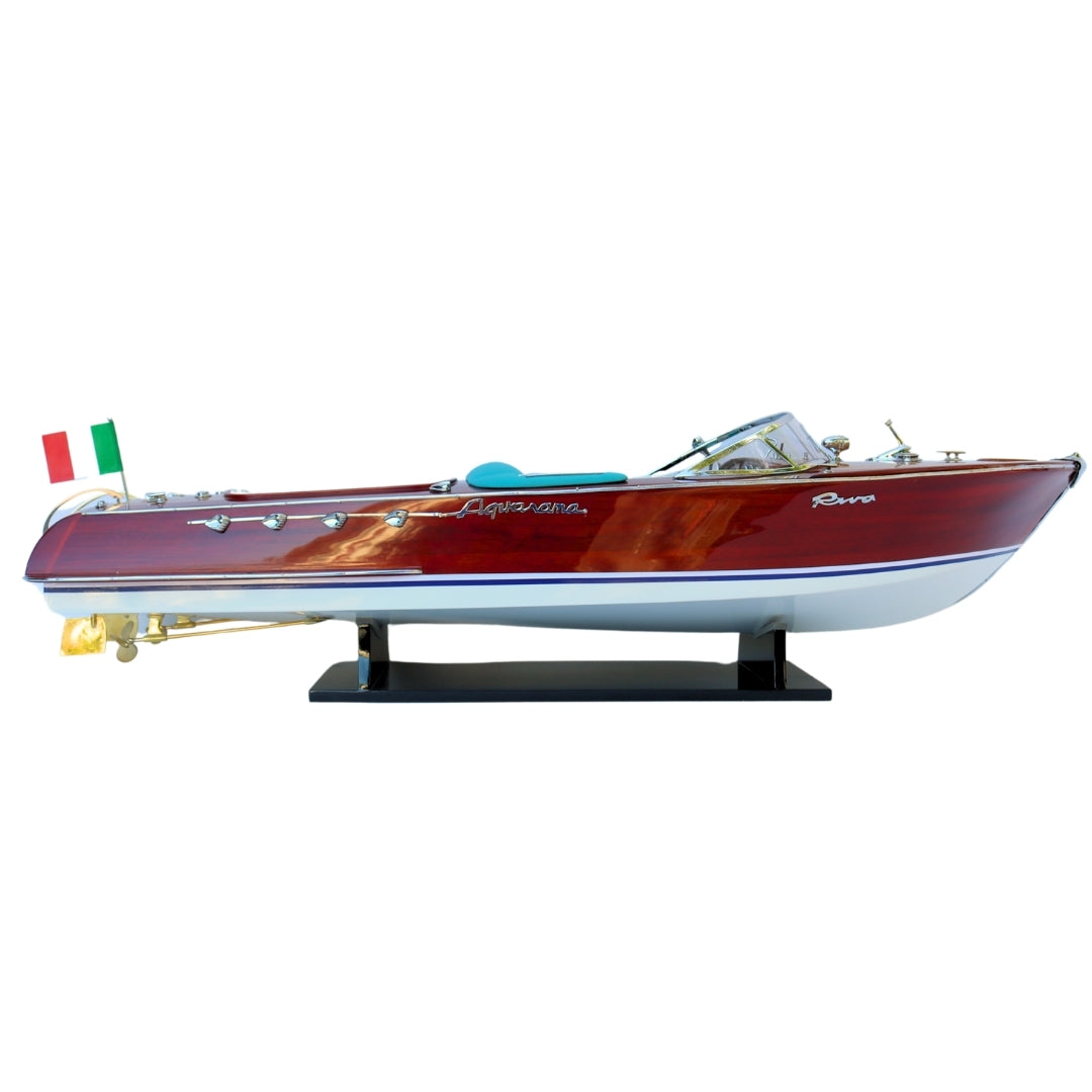 Modelo exclusivo de lancha motora Riva Aquarama de 87 cm con posibilidad de personalización con grabado