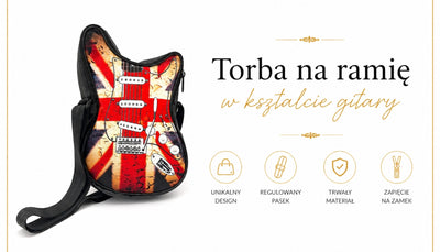 Bolso de hombro con forma de guitarra con bandera británica RBG-008 con posibilidad de personalización mediante grabado