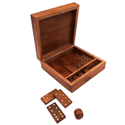 Elegante Set de Juegos en Caja de Madera con Grabado