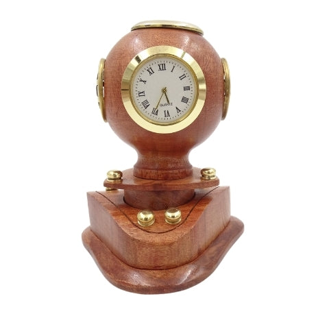 Casco pequeño de buceador retro con reloj y personalización