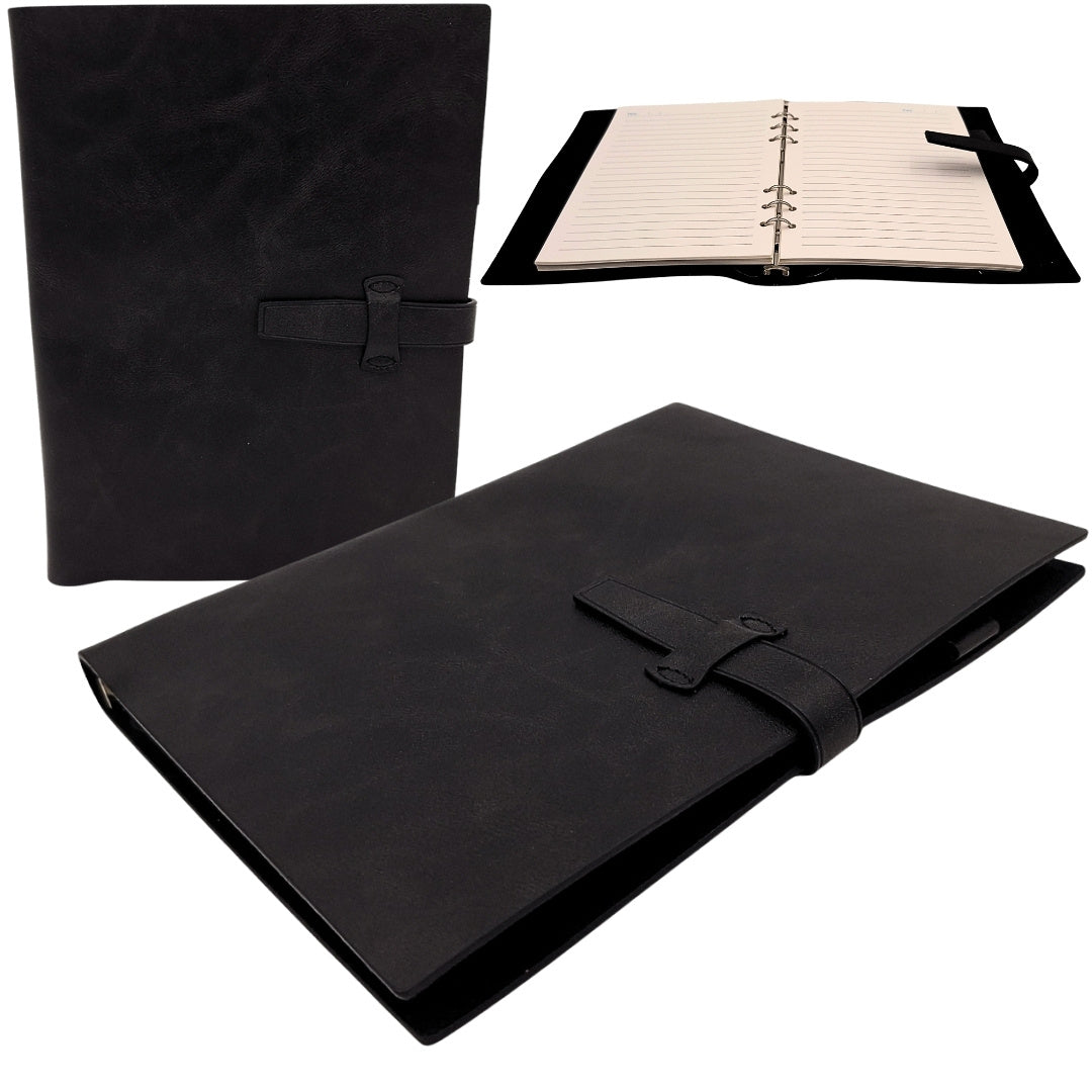Elegante cuaderno de cuero A5 vintage retro con cierre y posibilidad de personalización con grabado