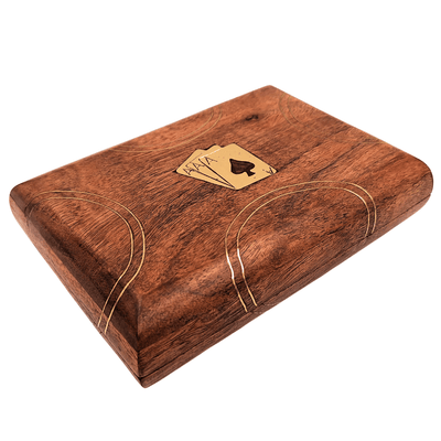 Elegante Set de 2 Barajas de Cartas en Caja de Madera con Posibilidad de Grabado Personalizado