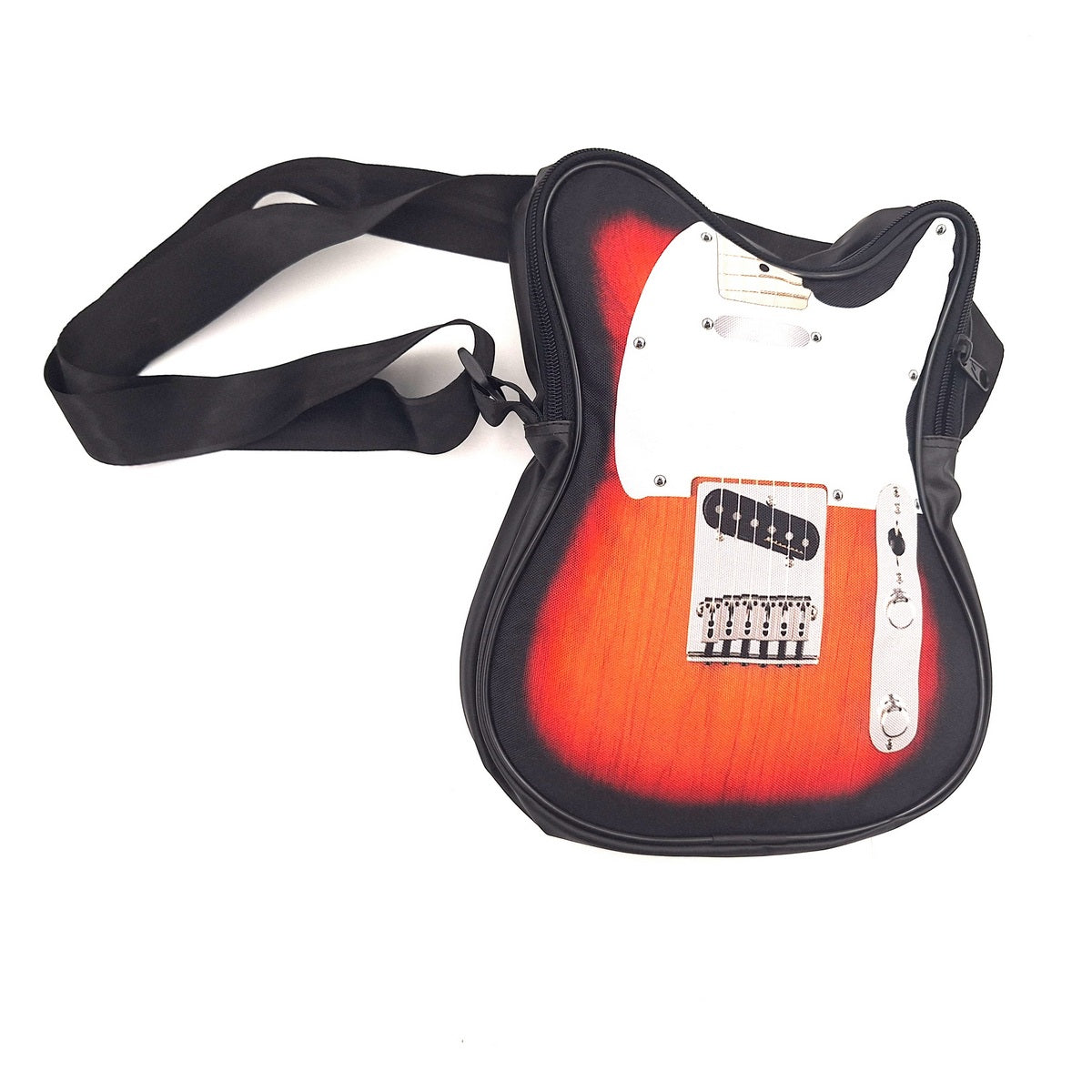 Bolso de hombro con forma de guitarra eléctrica RBG-023 con posibilidad de personalización mediante grabado, impermeable, ideal para regalo a amantes de la música, PVC 100% y poliéster, dimensiones 34 x 23 x 5 cm