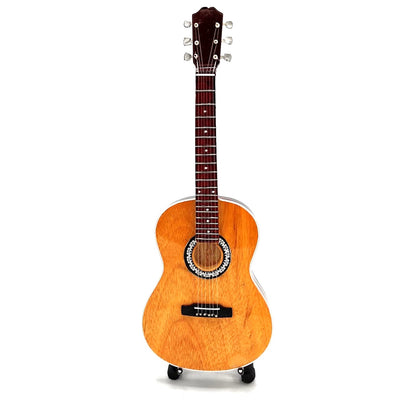 Mini guitarra clásica con grabado - decoración de madera de caoba 25 cm