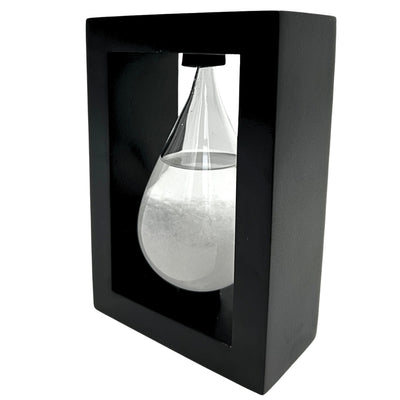 Barómetro de tormenta Fitzroya en marco de madera - Gota Storm Glass con posibilidad de personalización con grabado - regalo ideal para cualquier ocasión - estación meteorológica elegante en estilo moderno con cristales que reaccionan a cambios climáticos