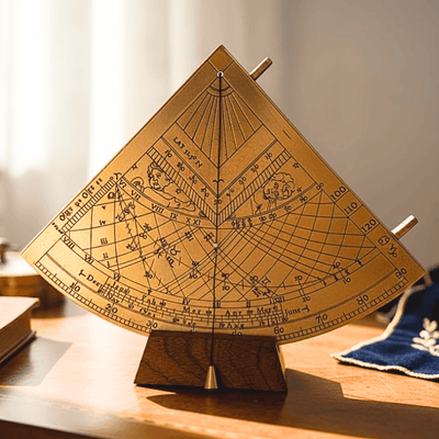 Cuadrante solar de latón Gunter H39 con base de madera, opción de personalización con grabado, regalo ideal para amantes de la astronomía, altura 17 cm, elegante embalaje para regalo
