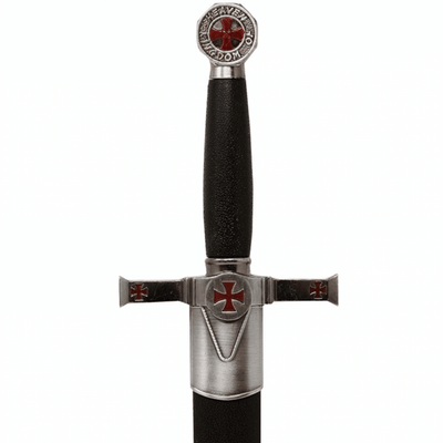 Daga decorativa de los templarios con vaina y grabado - Réplica de acero inoxidable, 40 cm