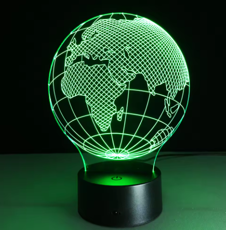 Lámpara LED Globo terráqueo con 7 colores de luz, posibilidad de personalización con grabado, regalo ideal para viajeros, altura 17 cm, cable USB