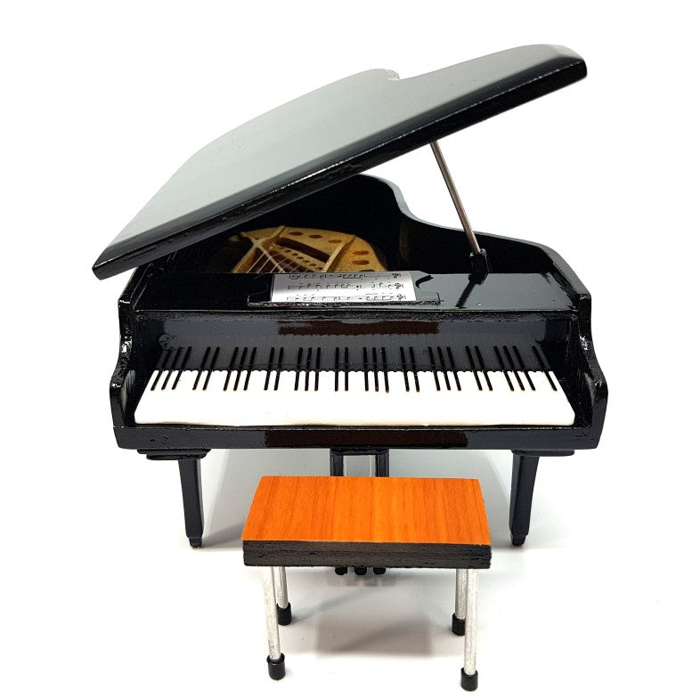 Mini piano con opción de personalización con grabado, negro, hecho a mano de balsa, escala 1:10, ideal para regalo a pianistas y amantes de la música, altura 8 cm