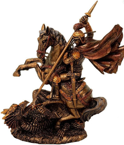Figura de San Jorge de Poliresina, 13 cm, Posibilidad de Personalización con Grabado, Regalo Ideal para Varias Ocasiones