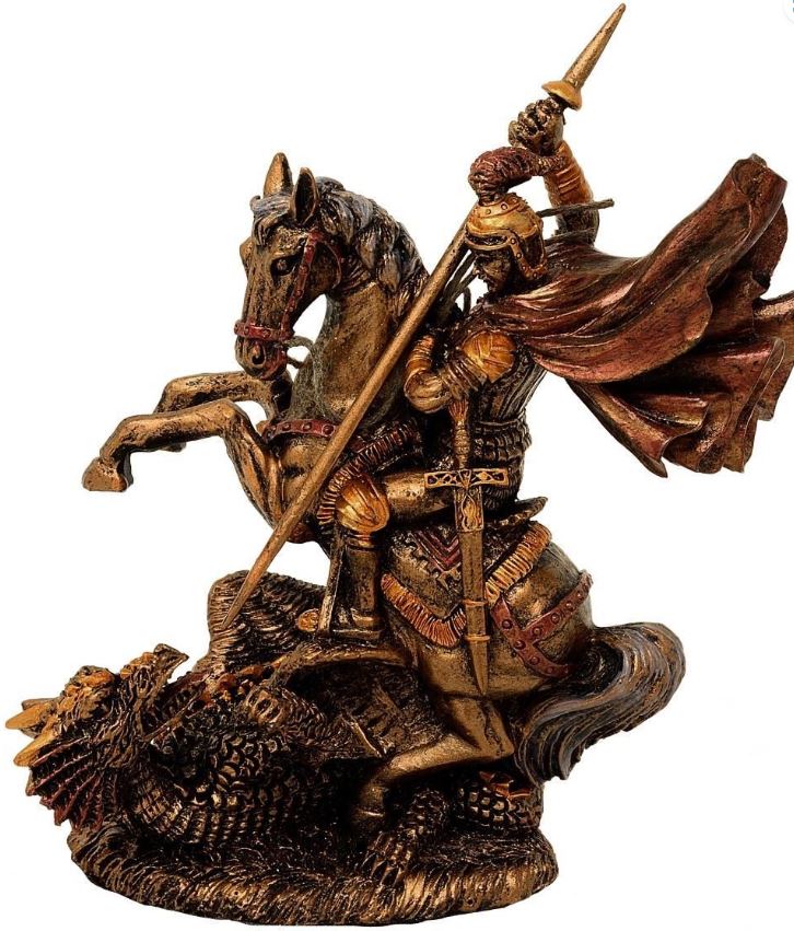 Figura de San Jorge de Poliresina, 13 cm, Posibilidad de Personalización con Grabado, Regalo Ideal para Varias Ocasiones