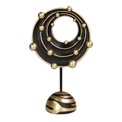 Gran figura decorativa sistema cósmico con posibilidad de personalización con grabado, ideal para regalo - altura 20,2 cm, dorado y negro, estilo moderno y glamour