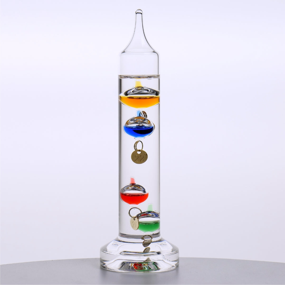 Termómetro de Galileo con grabado personalizado – decoración elegante para interiores en color vidrio