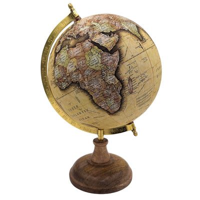 Globo decorativo retro elegante sobre base de madera de 32 cm con opción de personalización con grabado