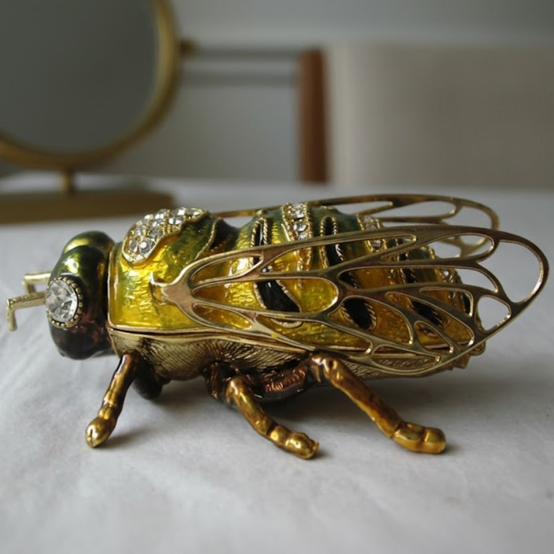 Exclusiva Caja Joyero Abeja con Cristales y Grabado Personalizado