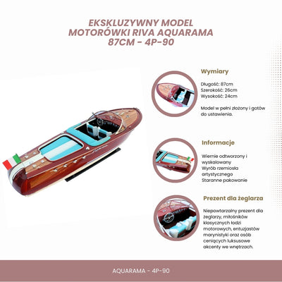 Modelo exclusivo de lancha motora Riva Aquarama de 87 cm con posibilidad de personalización con grabado