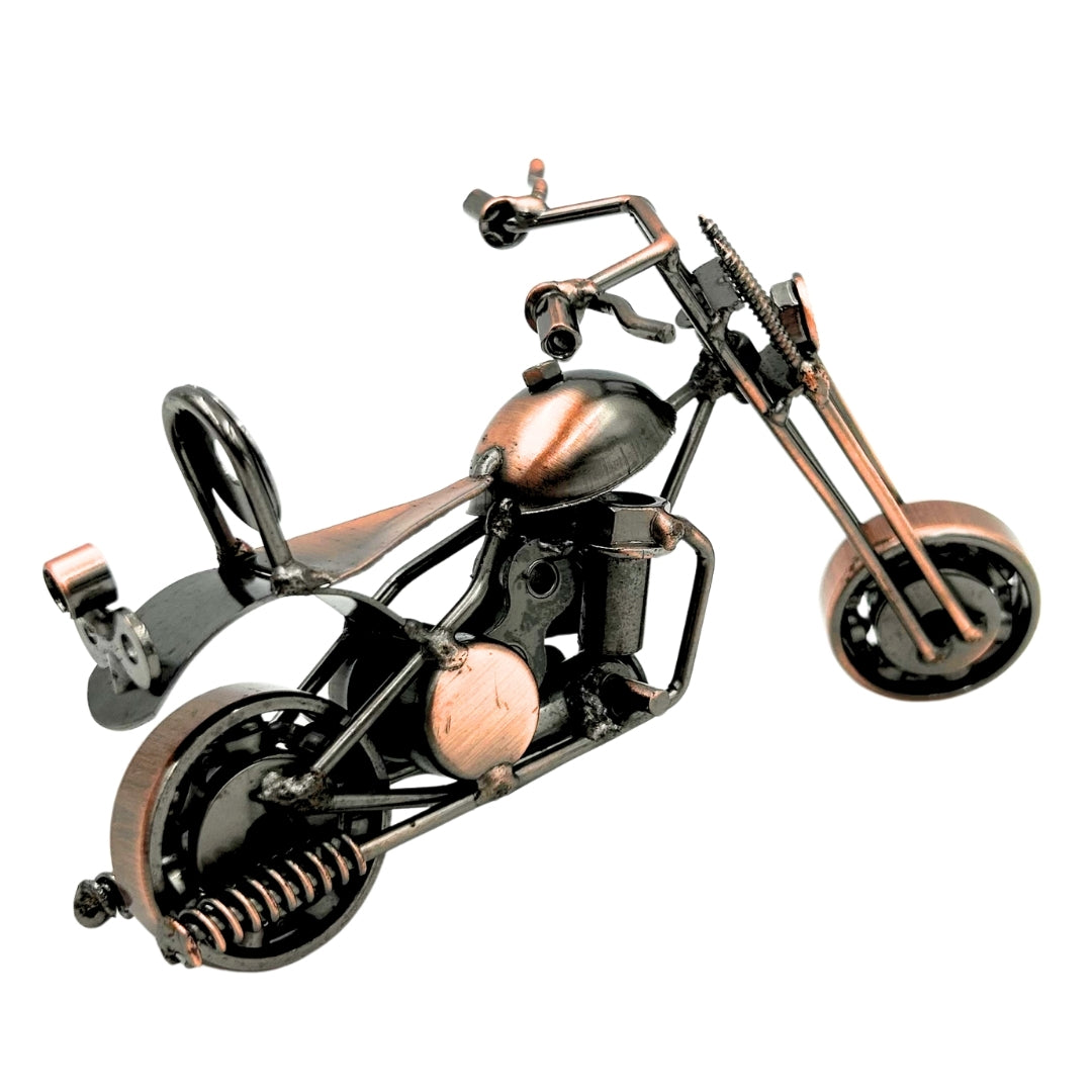 Modelo de motocicleta Chopper M33 con grabado - metálico, cobre-antracita, 15x6x9,5 cm