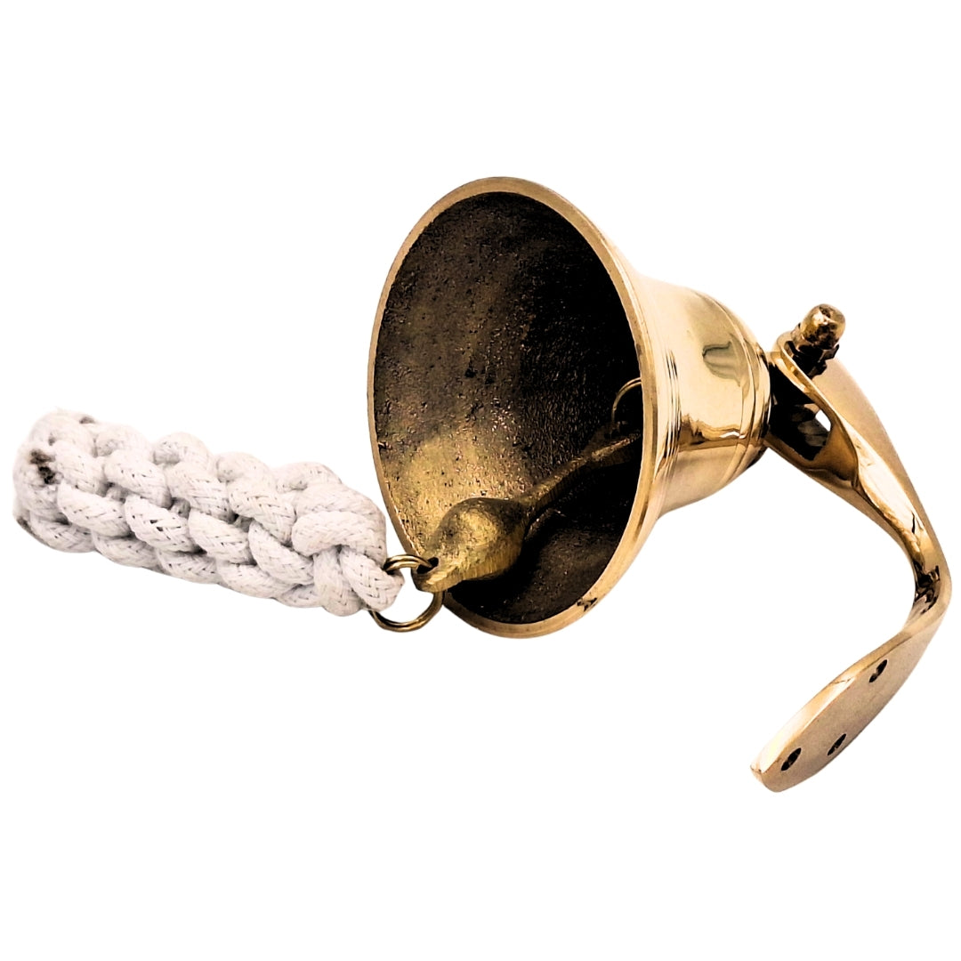 Campana de barco de latón de 7,5 cm con posibilidad de grabado - Regalo ideal estilo marinero - Color dorado, decoración retro para casa o cocina  