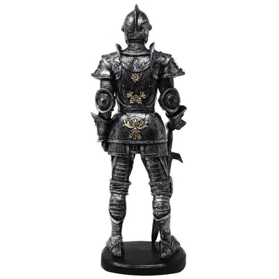 Figura decorativa Caballero en armadura plateada 39 cm con opción de grabado personalizado  
