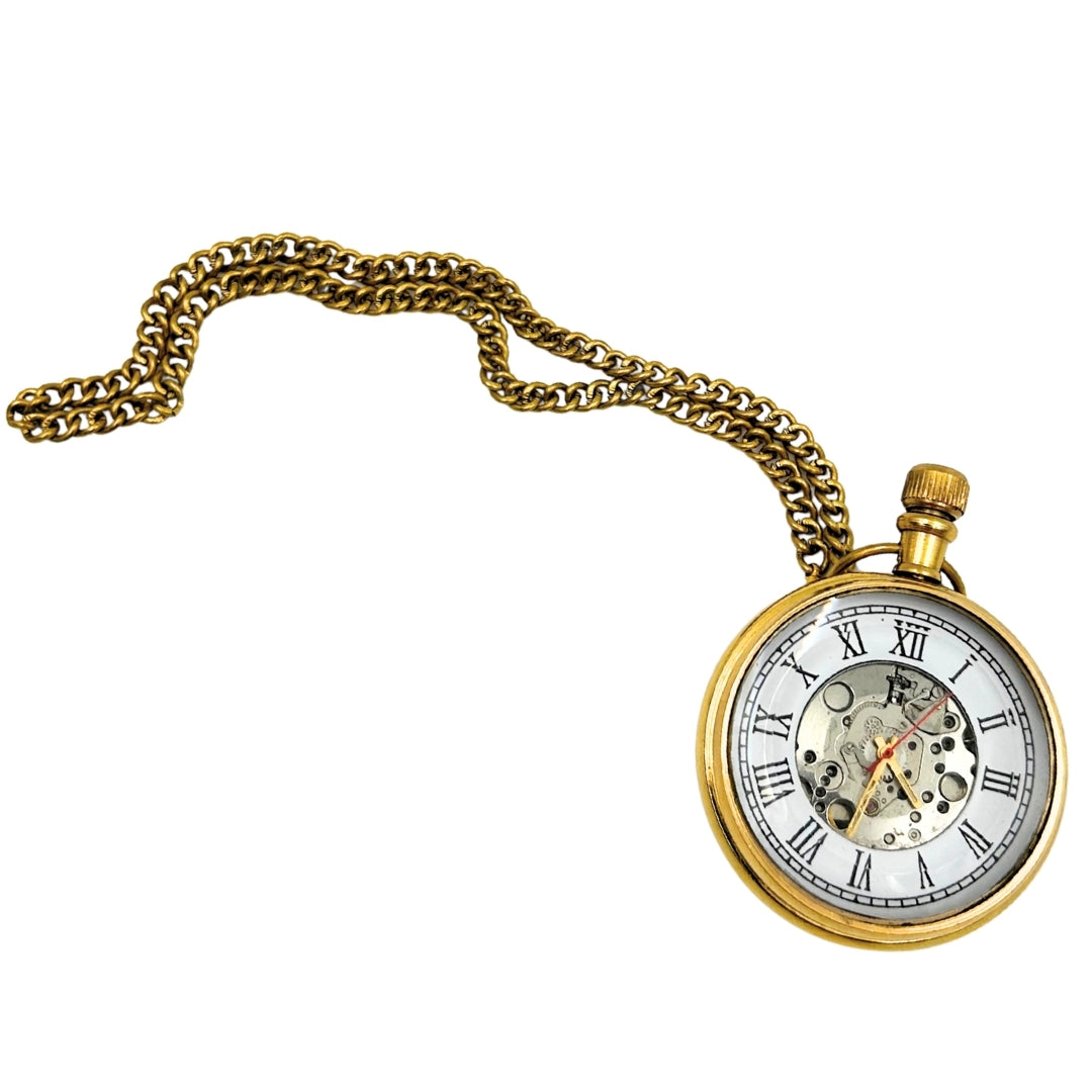 Reloj de Bolsillo Mecánico Retro con Cadena y Grabado
