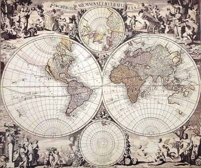 Mapa del mundo 1686 - Reimpresión de G. Valck con posibilidad de personalización con grabado - regalo ideal para historiadores y viajeros - dimensiones 56,5 x 47,5 cm