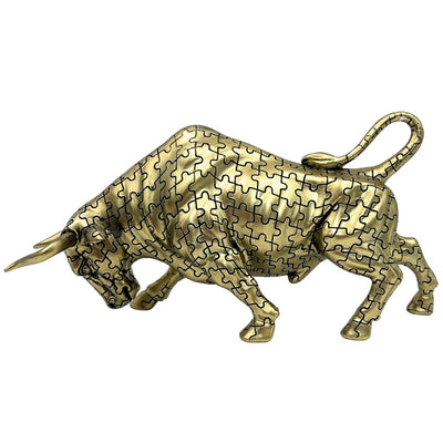 Figura decorativa de toro dorado con opción de grabado - elegante símbolo de fuerza y riqueza, 33,3 cm, polyresina