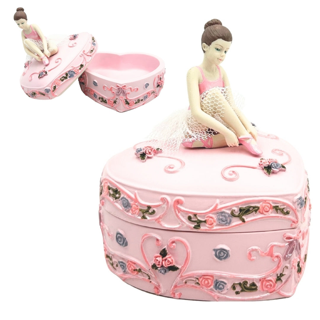 Caja de Música Bailarina Corazón Lago de los Cisnes con Posibilidad de Grabado Personalizado, Rosa, 12,5 cm, Regalo Ideal para Cumpleaños o Aniversario