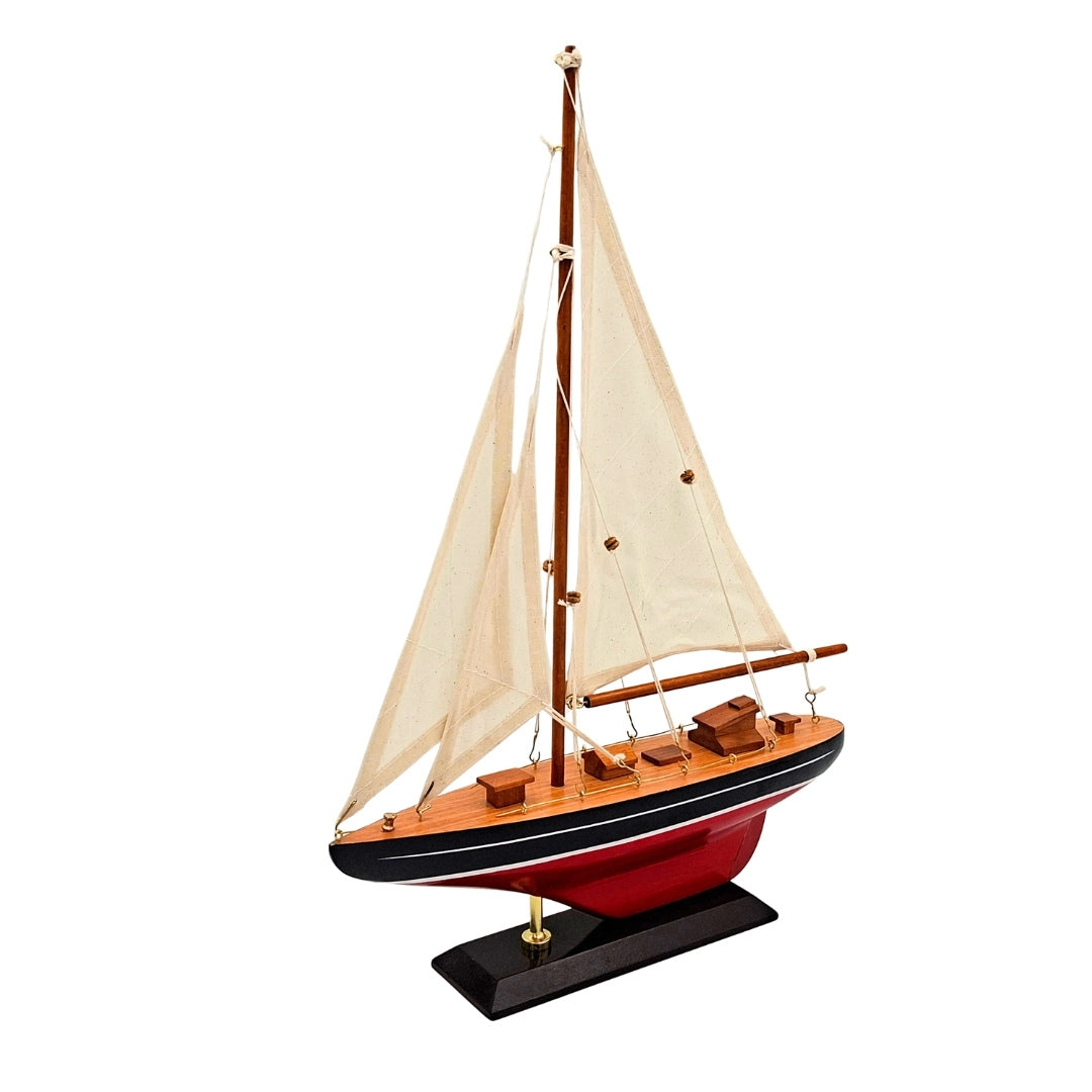 Elegante Modelo de Yate de Vela de Madera de 30 cm con Personalización con Grabado