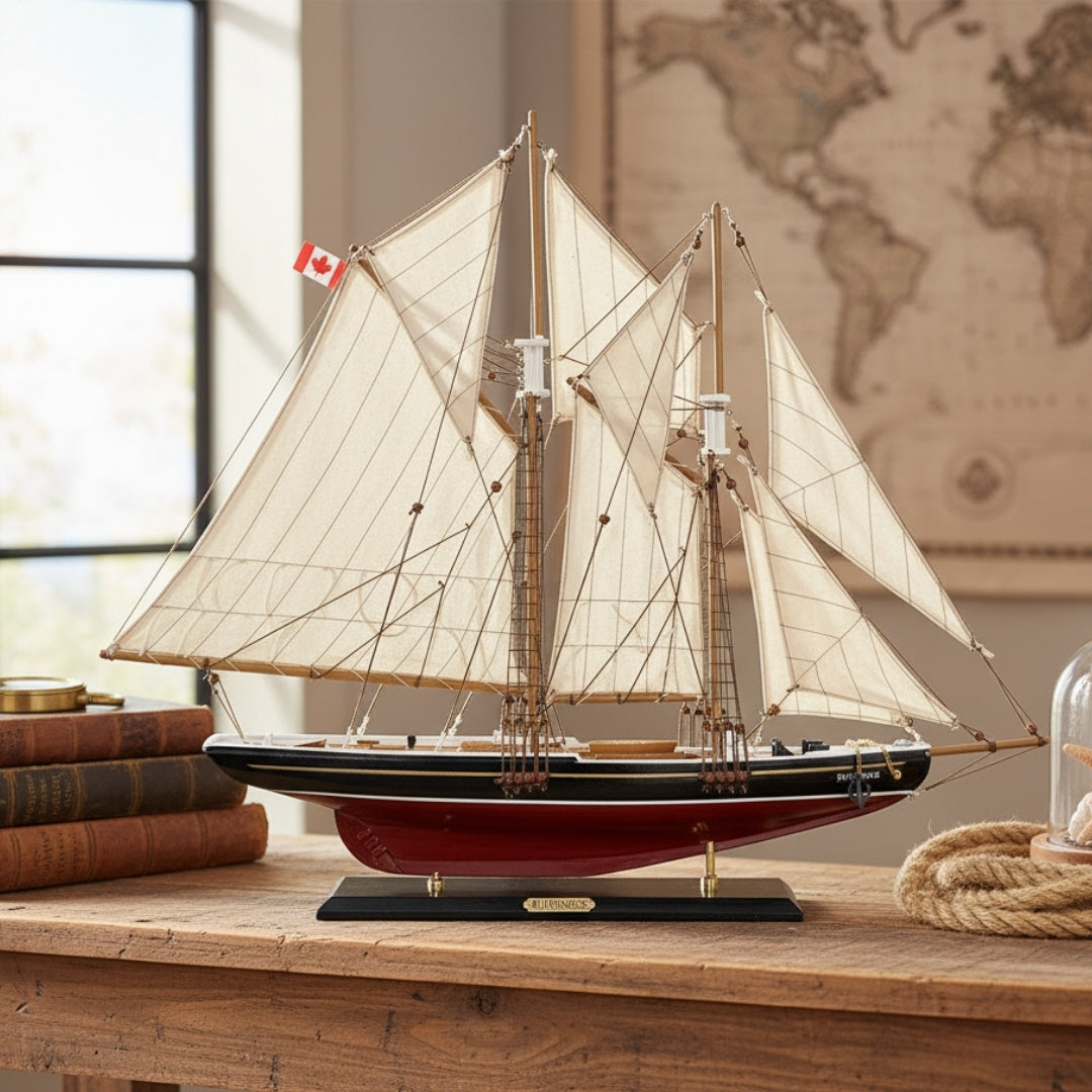 Modelo de velero Bluenose de 80 cm con posibilidad de personalización con grabado