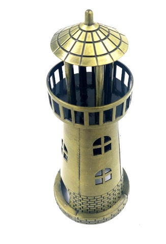 Faro portavelas para tealight de 18,5 cm en dorado antiguo con opción de grabado