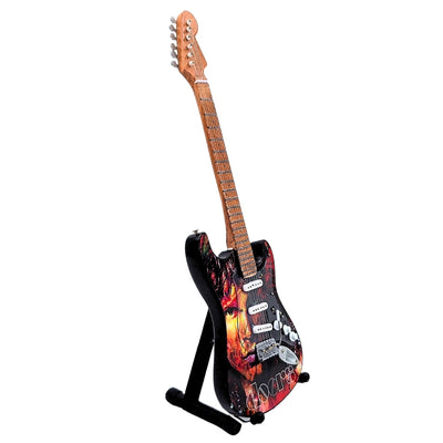 Mini guitarra Jim Morrison The Doors - Madera de caoba - Grabado personalizado - Regalo ideal para fans de la música - Altura 27,5 cm - Elemento decorativo de colección