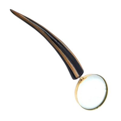 Elegante lupa de lectura retro con montura de latón y mango de cuerno de búfalo - grabado personalizado - regalo ideal para personas mayores - lente de alta calidad 3.5x estilo vintage