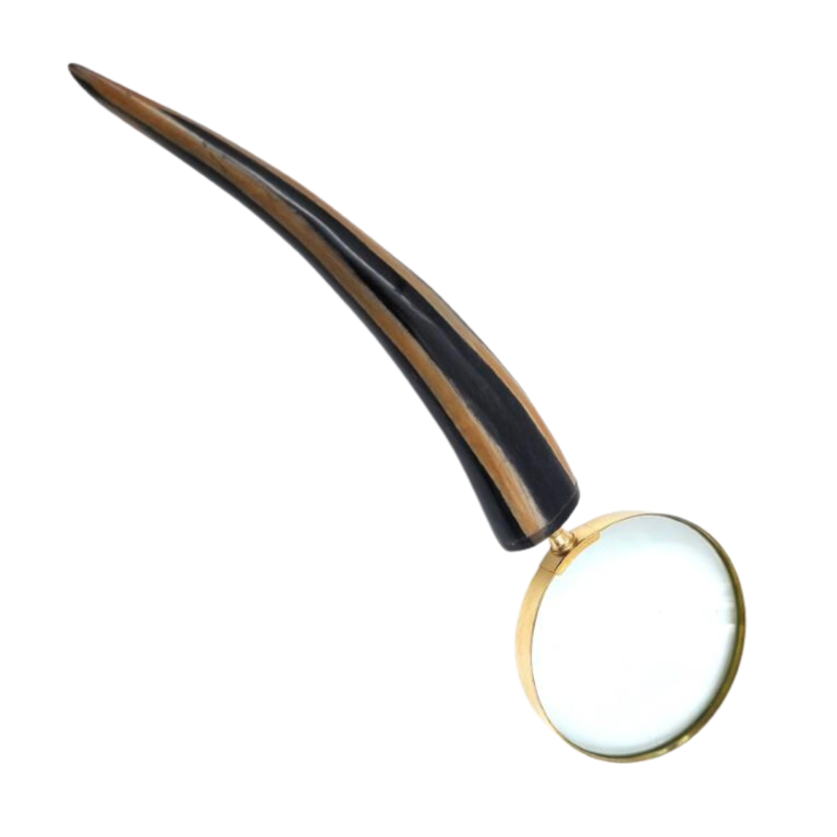Elegante lupa de lectura retro con montura de latón y mango de cuerno de búfalo - grabado personalizado - regalo ideal para personas mayores - lente de alta calidad 3.5x estilo vintage
