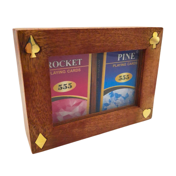 Elegante caja de madera con dos barajas de cartas DNU-007 con posibilidad de personalización mediante grabado