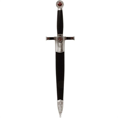 Daga decorativa de los templarios con vaina y grabado - Réplica de acero inoxidable, 40 cm