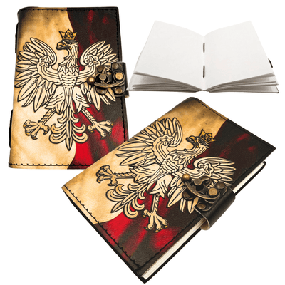Cuaderno de cuero Diario Águila Polaca Patriótico con grabado