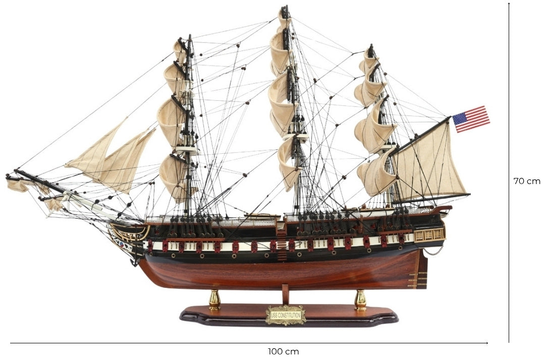 Gran modelo exclusivo del velero USS Constitution de 100cm con posibilidad de personalización mediante grabado
