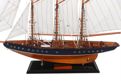 Modelo de goleta Atlantic de 72 cm - réplica del barco legendario con opción de grabado personalizado - regalo ideal para amantes de la navegación - hecho de madera con velas de tela